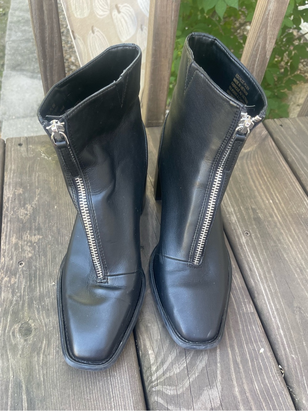 Open Edit front zip square toe boots